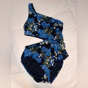 Michael Kors Black & Blue Floral One-Piece Swimsuit